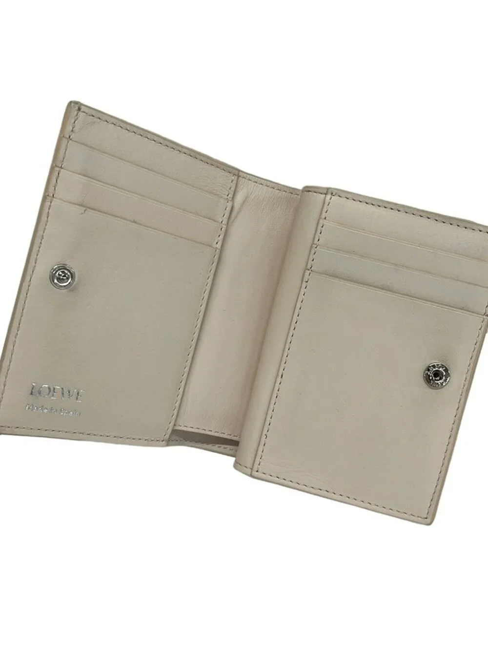 Loewe Bifold Wallet Beige Flower Leather
